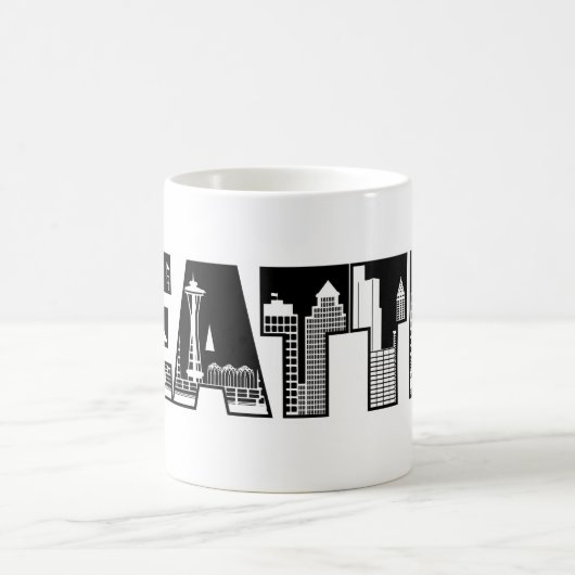 Seattle Washington City Skyline Silhouette Mok (Center)