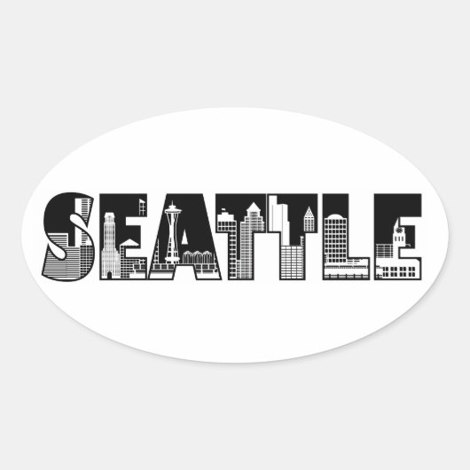 Seattle Washington City Skyline Silhouette Sticker (Voorkant)