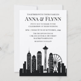 Seattle Washington City Skyline Wedding Party Kaart