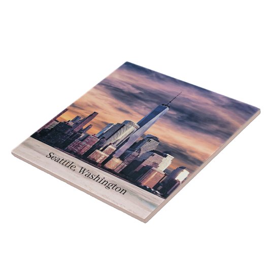 Seattle, Washington Cityscape, Labeled, Tegeltje (Zijkant)