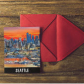 Seattle Washington Cityscape Sunset Briefkaart