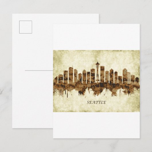 Seattle Washington Cityscape Uitnodiging Briefkaart (Voorkant / Achterkant)