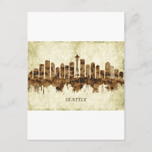 Seattle Washington Cityscape Uitnodiging Briefkaart (Voorkant)