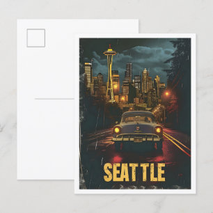Seattle Washington Classic Retro Vintage Reizen Briefkaart