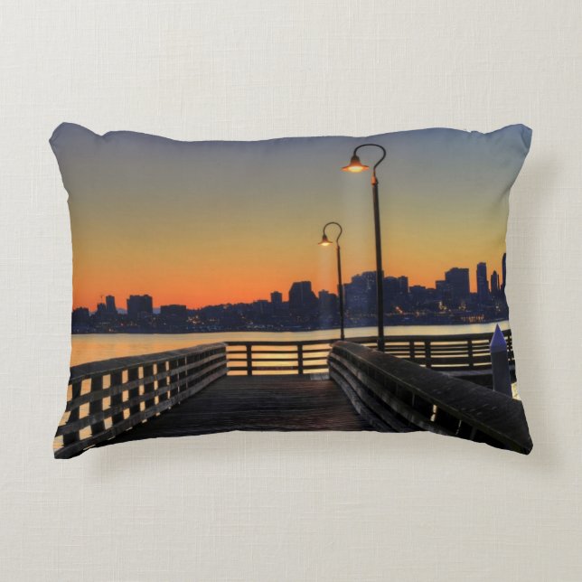 Seattle Washington Downtown Skyline Accent Kussen (Voorkant)