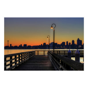 Seattle Washington Downtown Skyline Poster