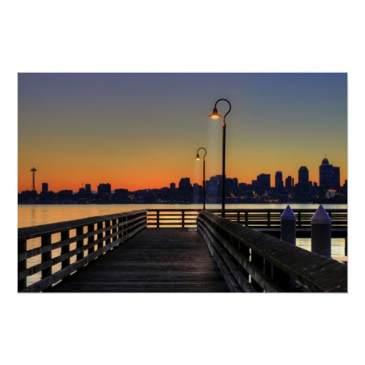 Seattle Washington Downtown Skyline Poster (Voorkant)