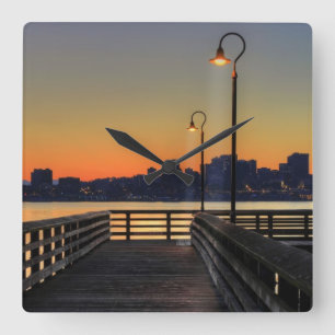 Seattle Washington Downtown Skyline Vierkante Klok