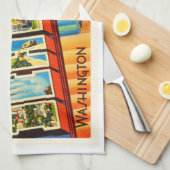 Seattle Washington, een oude Vintage Travel Souven Theedoek (Quarter Fold)