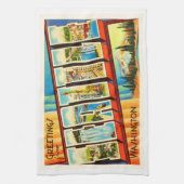 Seattle Washington, een oude Vintage Travel Souven Theedoek (Verticaal)