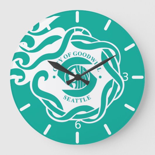 Seattle (Washington) flag Large Clock Grote Klok (Voorkant)