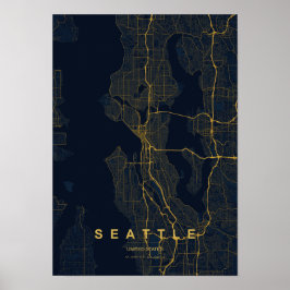 Seattle Washington gestileerde kaartprint Poster