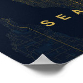 Seattle Washington gestileerde kaartprint Poster (Hoek)