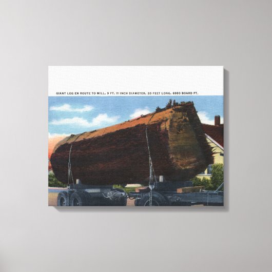 Seattle, Washington Giant Log en route naar Mill Canvas Afdruk (Voorkant)