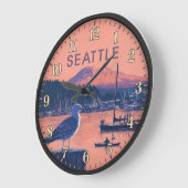 Seattle Washington Harbor Mount Rainier Sunset Grote Klok (Hoek)