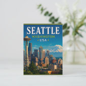 ☕ Seattle Washington Herinnering Vanuit Space Need Briefkaart (Staand voorkant)