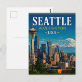 ☕ Seattle Washington Herinnering Vanuit Space Need Briefkaart (Voorkant / Achterkant)