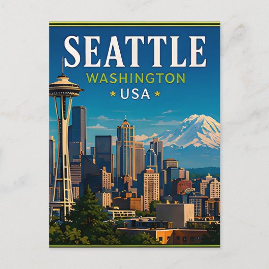 ☕ Seattle Washington Herinnering Vanuit Space Need Briefkaart (Voorkant)