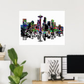 Seattle, Washington in graffiti Poster (Thuiskantoor)