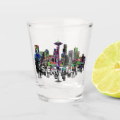 Seattle, Washington in graffiti Shot Glass Shot Glas (Voorkant)