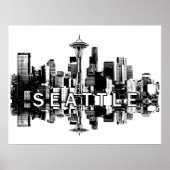 Seattle, Washington in zwart-wit Poster (Voorkant)