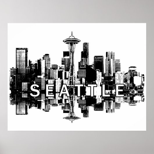 Seattle, Washington in zwart-wit Poster (Voorkant)
