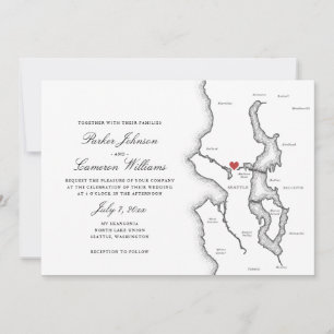 Seattle Washington Kaart Elegant Zwart Wit Huwelij