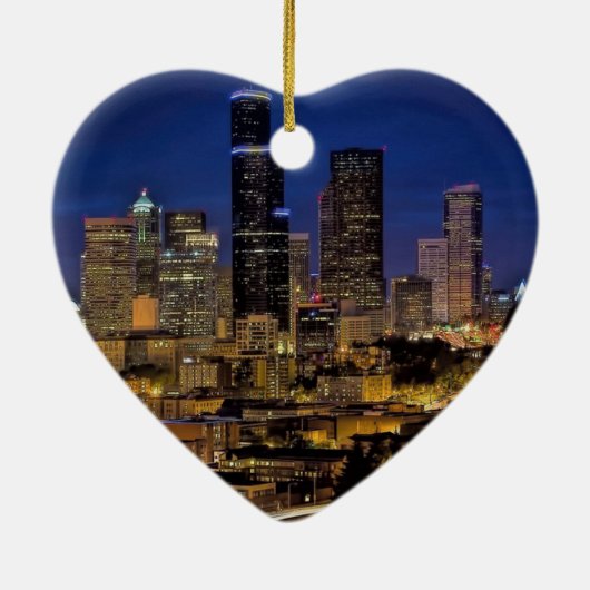 Seattle, Washington Keepomwille Souvenir Kerstmis Keramisch Ornament (Achterkant)