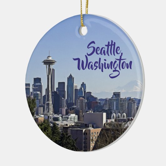 Seattle, Washington Keepomwille Souvenir Kerstmis Keramisch Ornament (Links)