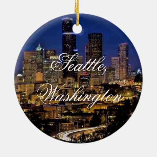 Seattle, Washington Keepomwille Souvenir Kerstmis Keramisch Ornament (Achterkant)