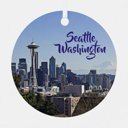 Seattle, Washington Keepomwille Souvenir Kerstmis Metalen Ornament (Voorkant)