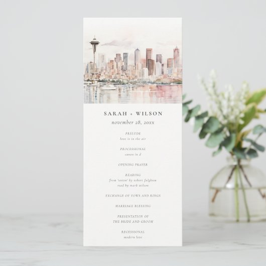Seattle Washington Landscape Wedding Program Kaart (Staand voorkant)