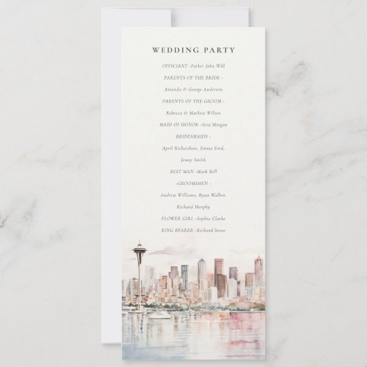 Seattle Washington Landscape Wedding Program Kaart (Achterkant)