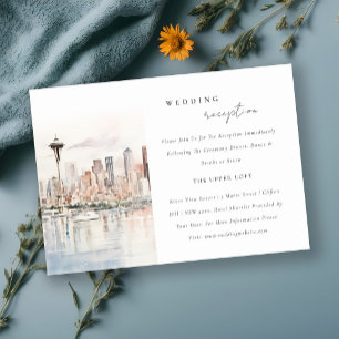 Seattle Washington Landschap Bruiloftsreceptie Informatiekaartje