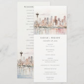 Seattle Washington Landschap Huwelijksprogramma Kaart (Voorkant / Achterkant)