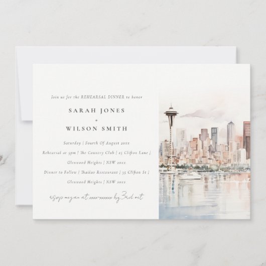 Seattle Washington Landschap Oefen Diner Kaart (Voorkant)