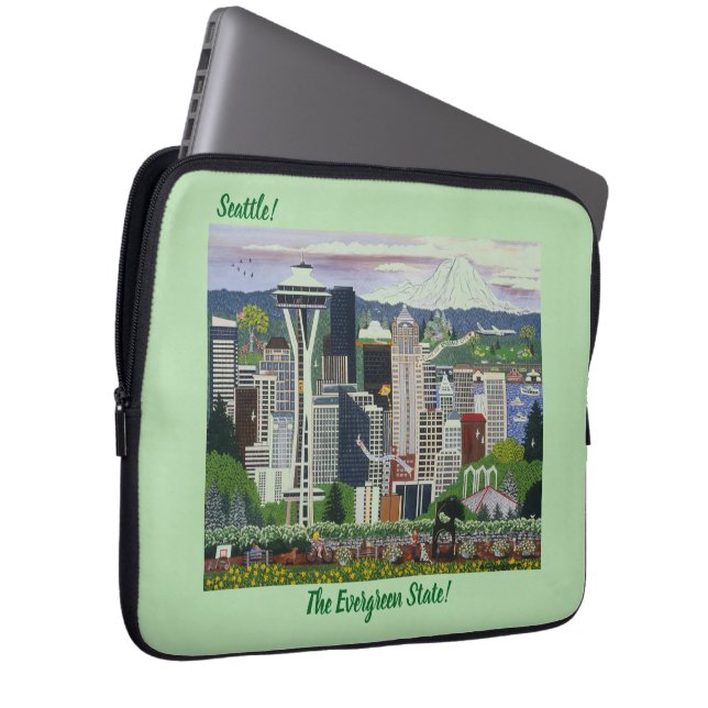 Seattle Washington Laptop Sleeve (Voorkant Rechts)