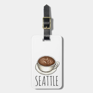 Seattle Washington Latte Coffee Cup Gepersonalisee Bagagelabel