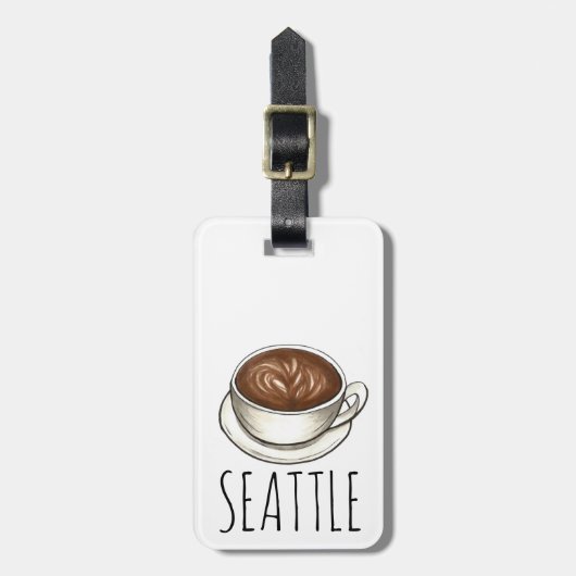 Seattle Washington Latte Coffee Cup Gepersonalisee Bagagelabel (Voorkant verticaal)