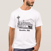 Seattle Washington Line Art T-shirt (Voorkant)