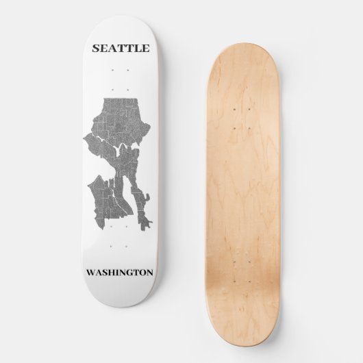 Seattle, Washington Map Art Persoonlijk Skateboard (Voorkant)