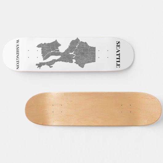 Seattle, Washington Map Art Persoonlijk Skateboard (Horizontaal)