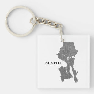 Seattle, Washington Map Art Sleutelhanger