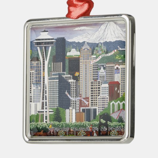 Seattle Washington Metalen Ornament (Links)