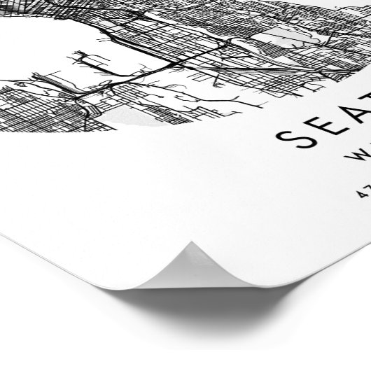 Seattle Washington Minimal Modern Circle Street Ma Poster (Hoek)