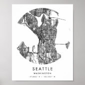 Seattle Washington Minimal Modern Circle Street Ma Poster (Voorkant)