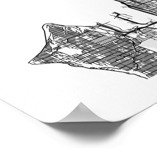 Seattle Washington Minimal Modern Street Map Poster (Hoek)