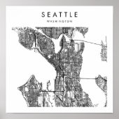Seattle Washington Minimal Modern Street Map Poster (Voorkant)