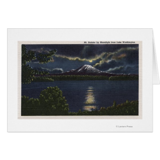 Seattle, Washington - Moonlit Uitzicht van Mt. (Voorkant Horizontaal)