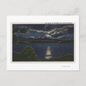Seattle, Washington - Moonlit Uitzicht van Mt. Briefkaart (Voorkant)
